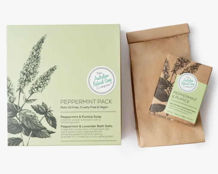 Peppermint Pack, Natural Soap and Bath Salts - Australian Natural Soap Company