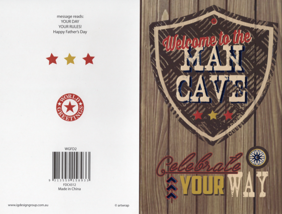 Father's Day Card - Welcome to the Man Cave (Celebrate Your Way)
