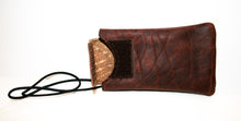 Load image into Gallery viewer, Boston Leather - All purpose/glasses pouch with cord (Dark Pecan Bison)
