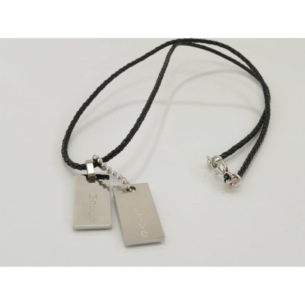 MANCO - Interlace Leather With Stainless Steel Pendant Necklace