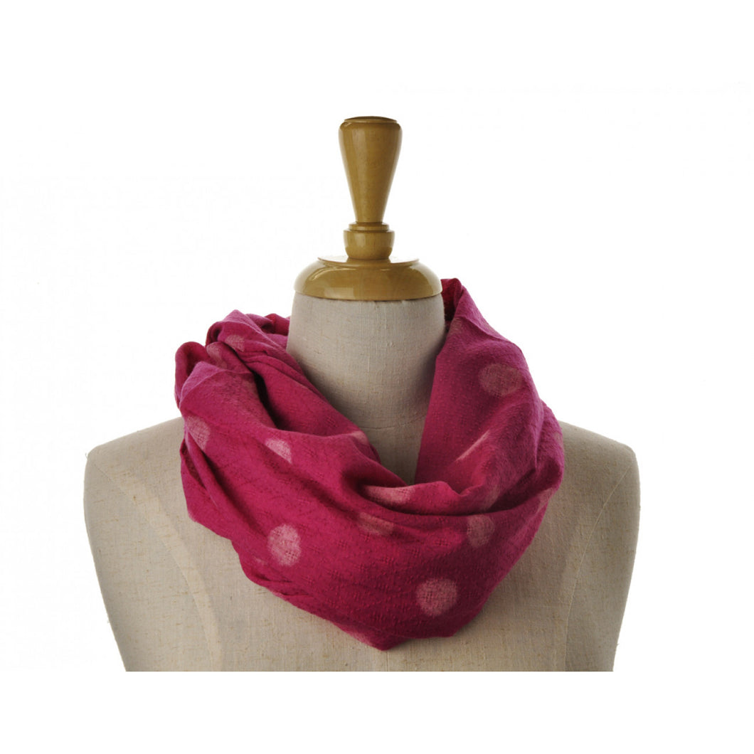 LILLYCO - SNOOD/INFINITY White Dot on Pink Scarf