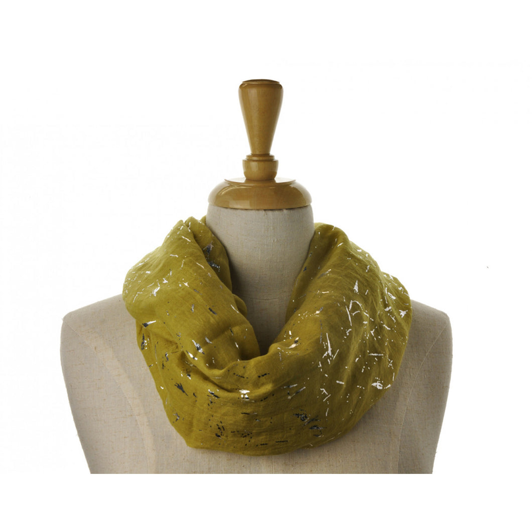 LILLYCO SNOOD/INFINITY SCARF - Yellow with Silver Metallic Fleck Scarf