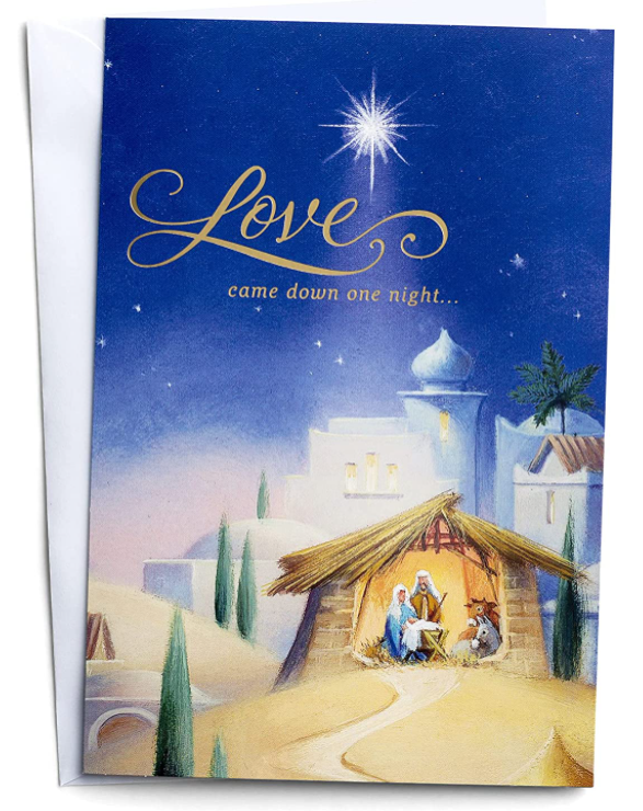 Christmas Card - Love Came Down One Night (with Scripture inside)