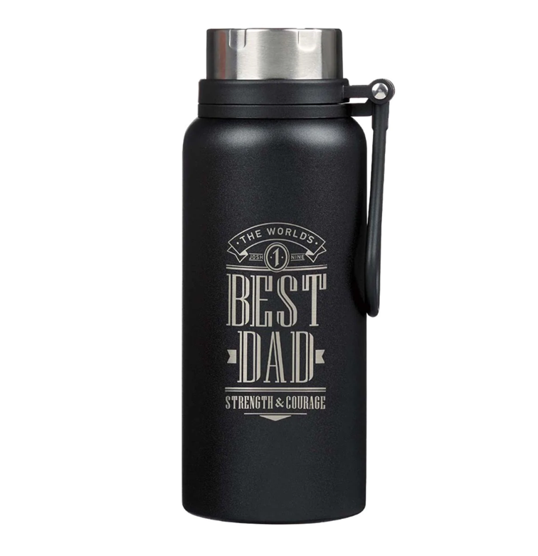 Stainless Steel Water Bottle - The World's Best Dad Joshua 1:9  - 946ml capacity