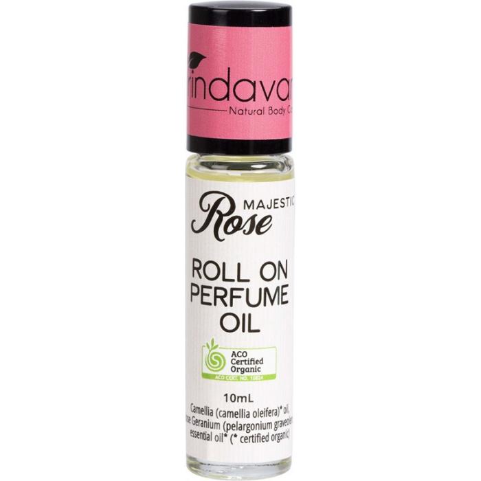 Vrindavan - Roll on Perfume Oil, Certified Organic - Majestic Rose 10ml